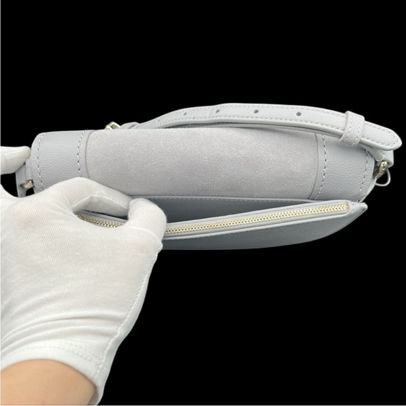 NWT Kate Spade Luna Crescent Gray Crossbody Shoulder Purse Suede & Leather - Picture 8 of 14